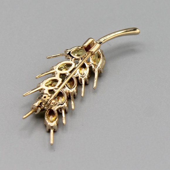 Golden wheat nature large gold yellow pin brooch - Picture 5 of 6
